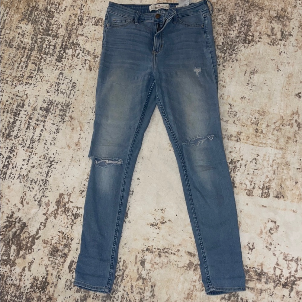 Hollister Blue Skinny Jeans with Distressed Details
